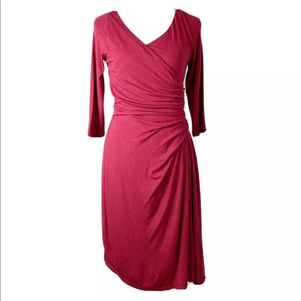 The Limited cranberry red faux wrap dress H - Picture 2 of 11
